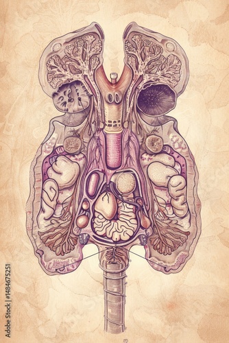 detailed anatomical drawing of human