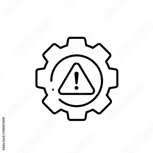 Gear icon with warning symbol representing potential alerts or issues  