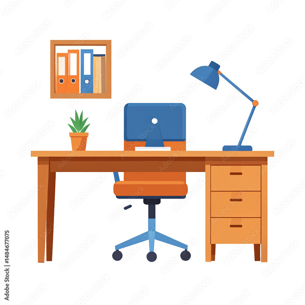 Modern Home Office Workspace Desk Chair Computer and Desk Lamp Modern Home Office Workspace Desk Chair Computer and Desk Lamp