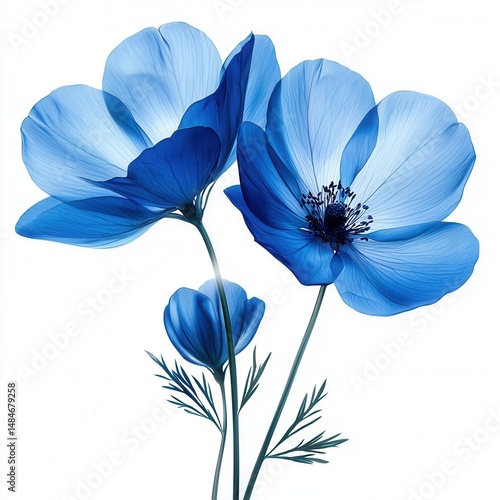 spring flower concept. Blue flowers with delicate petals and fine details. isolated on white background