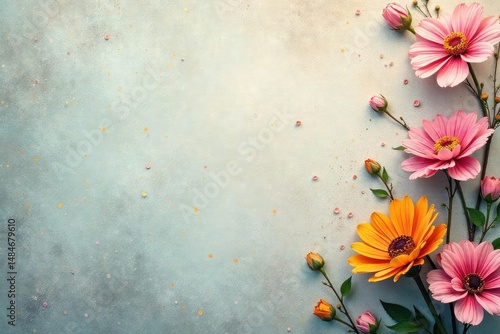 Subtle, repeating floral motif on a muted, textured background , pastel, simple