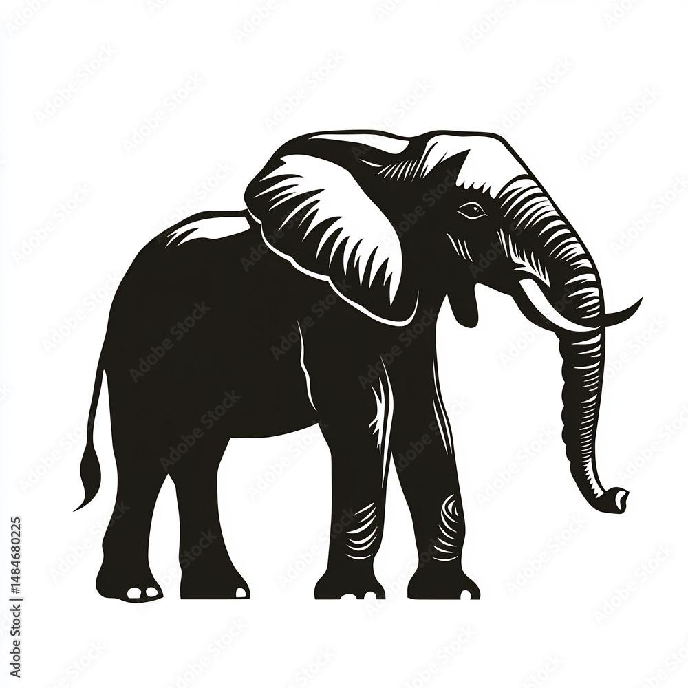 Fototapeta premium Majestic Elephant Silhouette in Minimalist Style