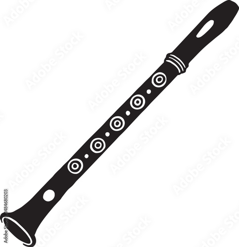 Flute silhouette vector illustration, long flute icon vector 