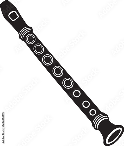Flute silhouette vector illustration, long flute icon vector 