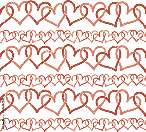 The seamless red background with hearts.