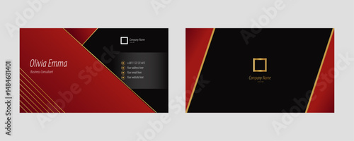 Gradient gold black and red luxury card for business with abstract shapes