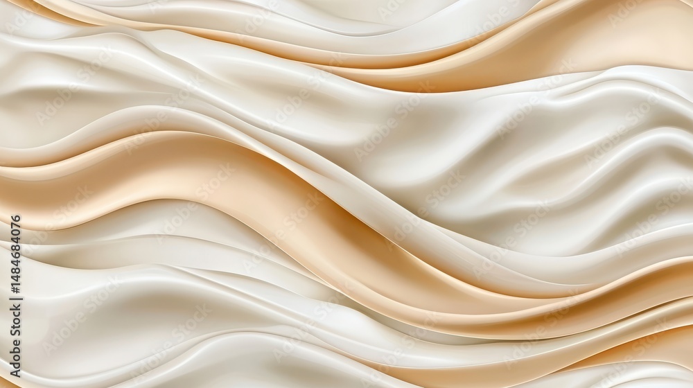 Obraz premium Soft Flowing Fabric Background with Cream and Beige Waves for Elegant Design Projects