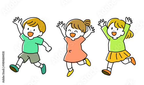 ジャンプする子供達
