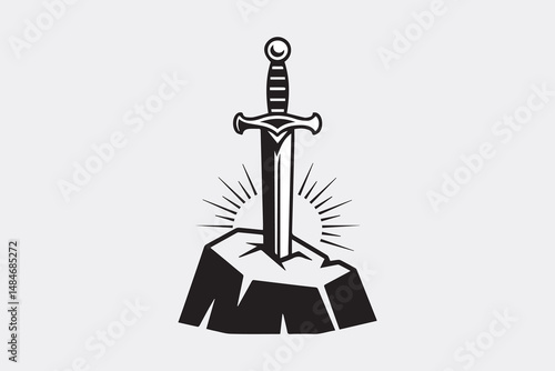 sword stone silhouette  Vector