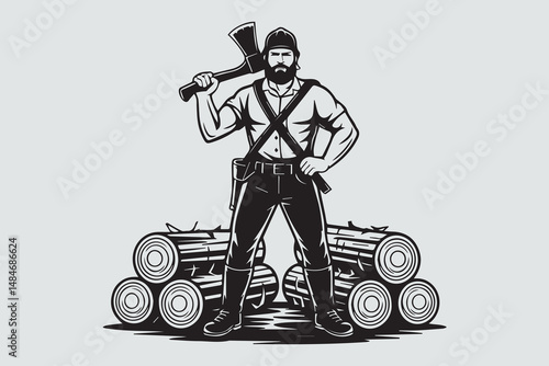 lumberjack silhouette  Vector