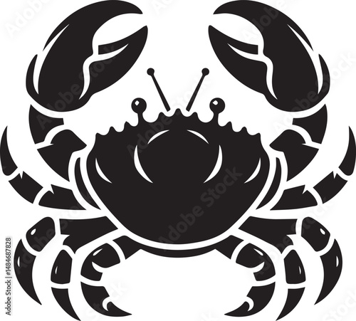Crab Black Silhouette Vector, Sea Animal Clipart & Coastal Graphic Design photo