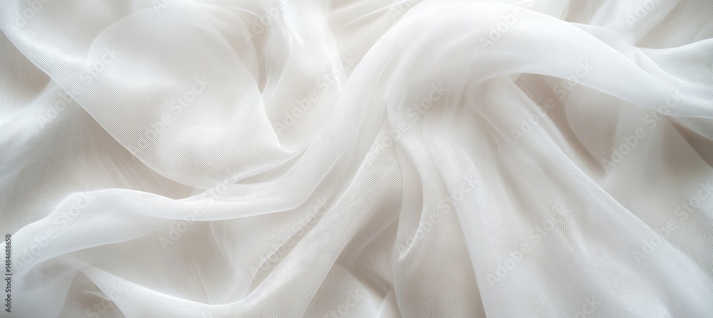 A close-up view of soft. flowing white fabric draped elegantly. showcasing delicate textures and subtle shadows. ideal for backgrounds or fashion-related designs A close-up view of soft. flowing white fabric draped elegantly. showcasing delicate textures and subtle shadows. ideal for backgrounds or fashion-related designs