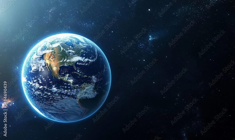 Naklejka premium A Glimpse of Our Planet from the Cosmos