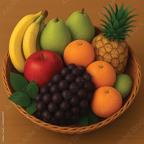 fruit basket with fruits