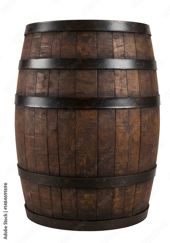 Fototapeta premium Wooden barrel isolated on dark background