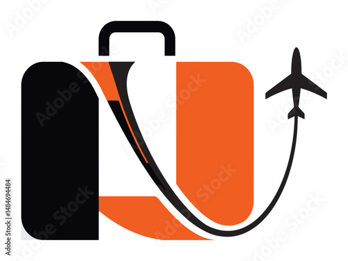 Suitcase Flight Icon SVG Logo – Travel Bag Design for Aviation, Tourism Branding, Vector Art, Digital Use, and Print Projects