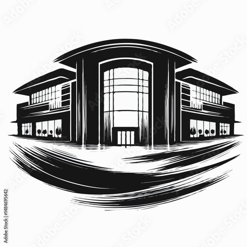 Shopping mall facade in modern style