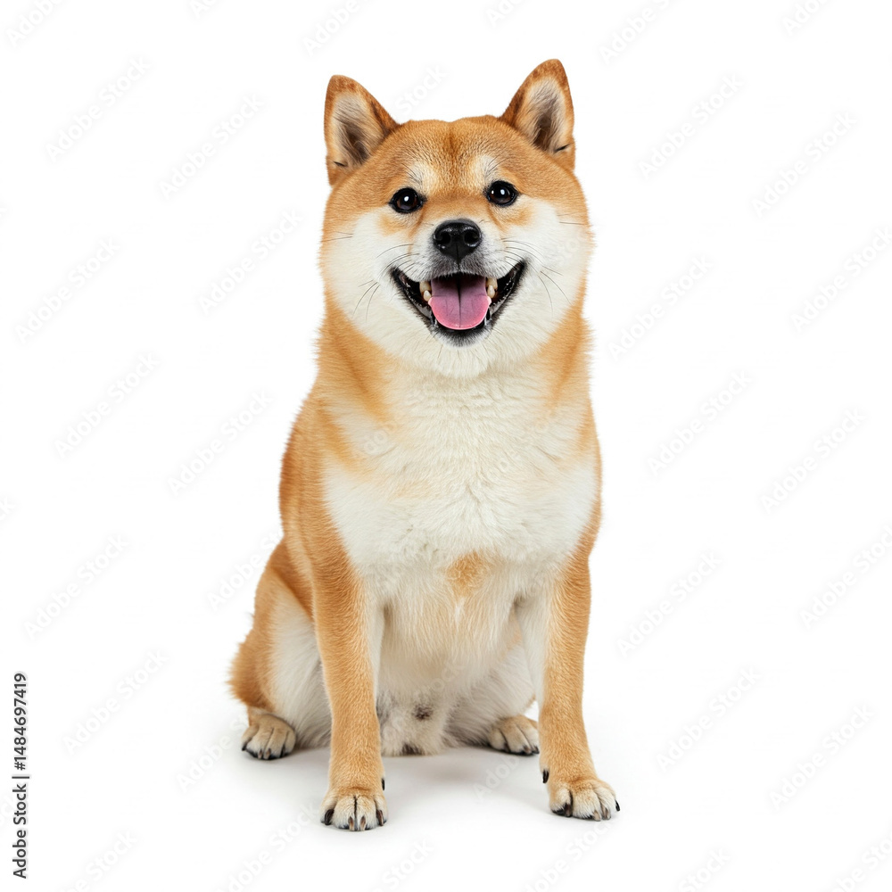 smiling shiba inu dog isolated on white smiling shiba inu dog isolated on white