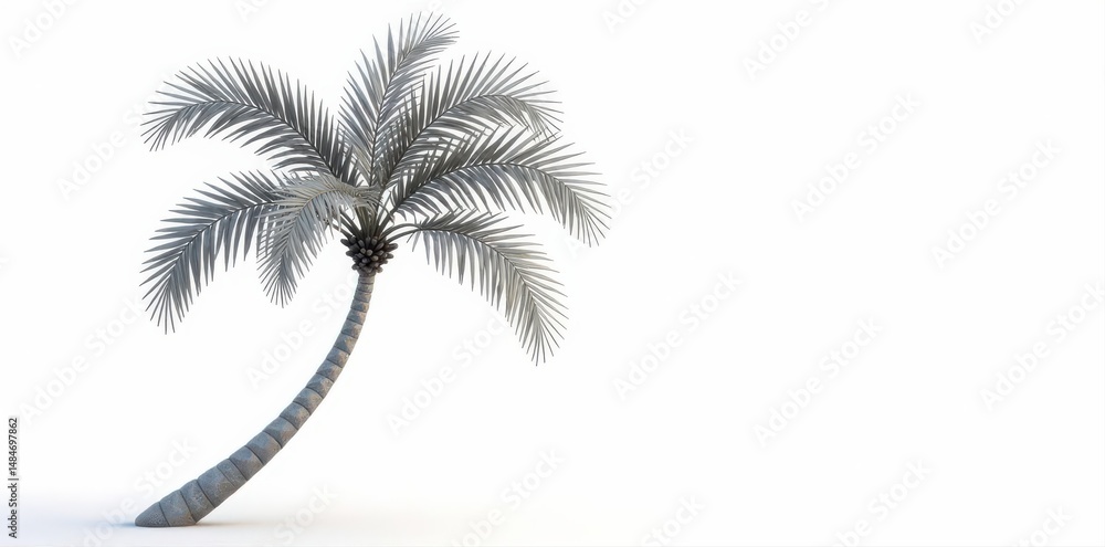 Fototapeta premium Majestic silver date palm tree, isolated on white , photography, isolated