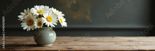 Wallpaper Mural Rustic wooden table, simple daisy bouquet centerpiece, daisy, beauty Torontodigital.ca