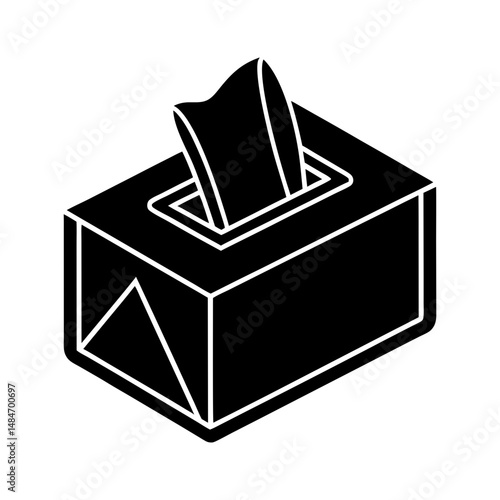 Silhouette of tissue box with paper sheet icon for hygiene, cold care, and cleaning vector illustration
