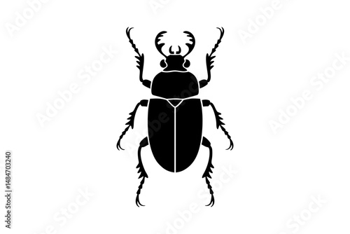 Stag Beetle Silhouette Icon Insect Vector Illustration
