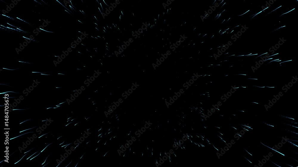 4K Blue fire fireworks technology-like shockwave.Explosion shockwave effect and diverging waves on transparent background. Glowing shockwave particles. Overlay template.