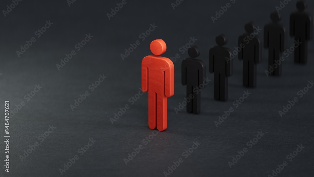 Leader of group. Leadership and teamwork concept. economic status and social achievement.3D rendering on black background. Leader of group. Leadership and teamwork concept. economic status and social achievement.3D rendering on black background.