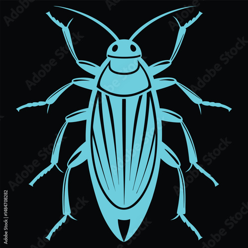color full and white cockroach silhouette design vector art illustration 