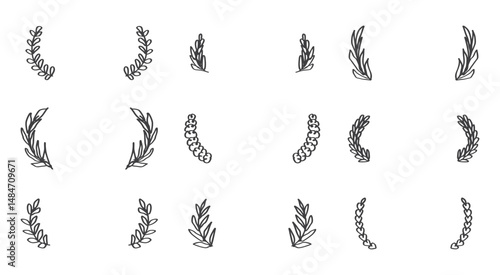 set of floral laurel wreath element