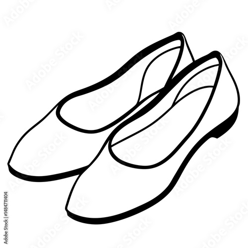 Black Ballet Flats Silhouette Vector on White Background