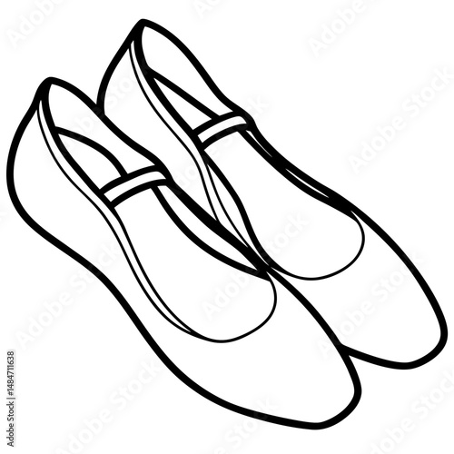 Black Ballet Flats Silhouette Vector on White Background