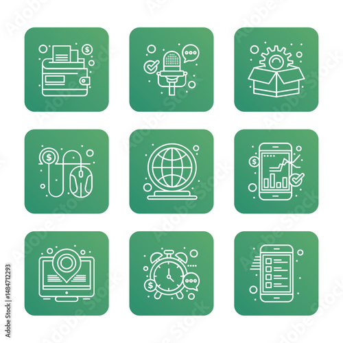 SEO Optimisation set of web icons. SEO marketing icon. Vector icon illustration