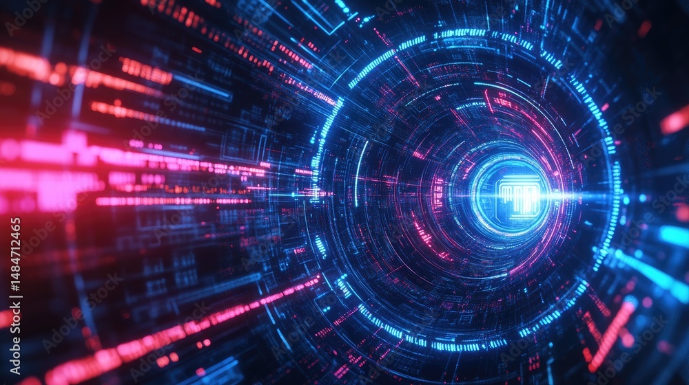 Abstract digital background featuring vibrant blue and red circuit patterns. symbolizing technology and innovation. suitable for tech-related projects and presentations Abstract digital background featuring vibrant blue and red circuit patterns. symbolizing technology and innovation. suitable for tech-related projects and presentations
