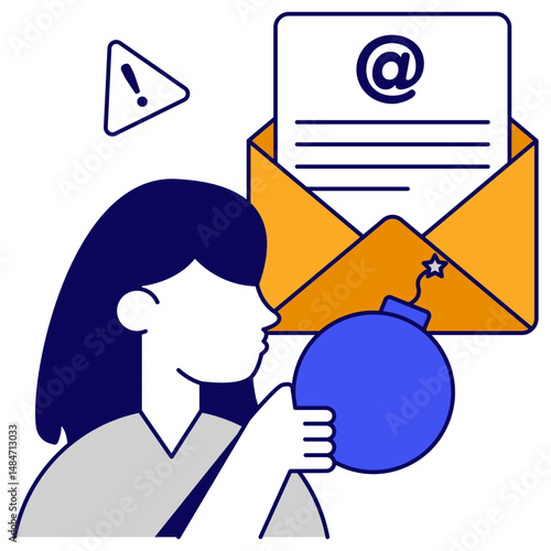 Unique design icon of email hacking