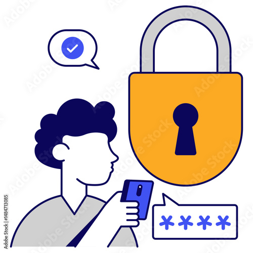 Flat design icon of padlock