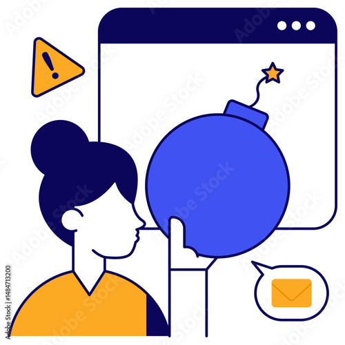 Cyber bomb icon, editable flat icon