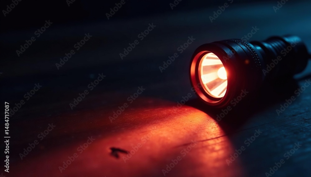 Close-up of a powerful LED flashlight, beam illuminating darkness , darkness, device, led Close-up of a powerful LED flashlight, beam illuminating darkness , darkness, device, led