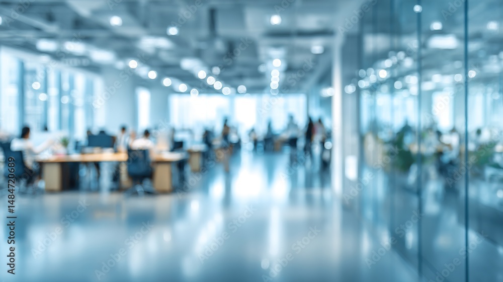 Abstract blurred interior modern office space with business people working banner background with copy space. High quality Abstract blurred interior modern office space with business people working banner background with copy space. High quality