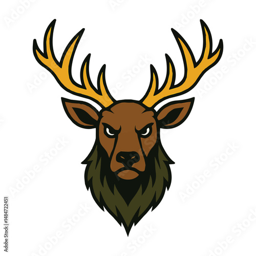 Vector Illustration of an Aggressive Deer Art & Illustration