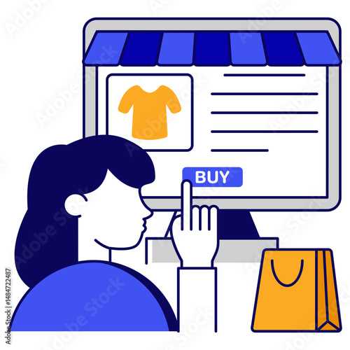 Flat design icon of buy dress online