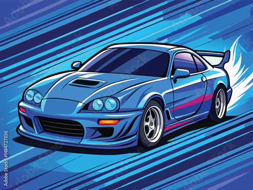 Supra  blue supra vector art car design illustration image vectorize illustration design
