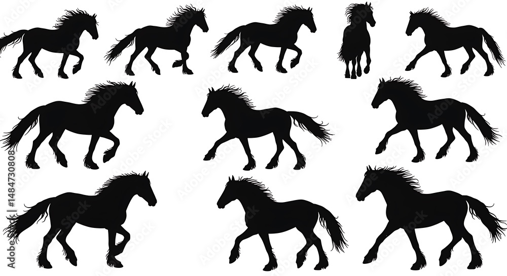 Obraz premium Equestrian Motion: A Silhouette Symphony