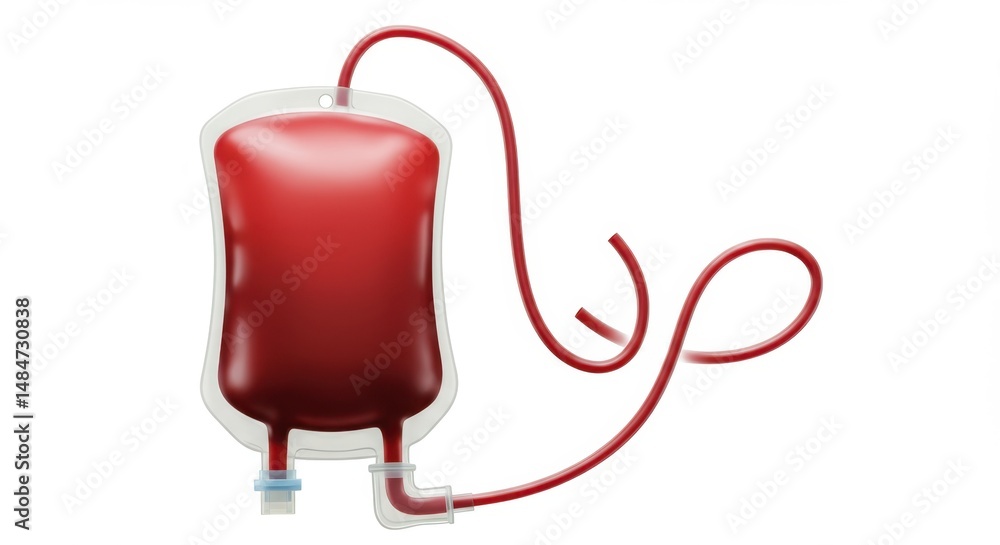 Obraz premium Medical Illustration Blood Bag and Tubing: A Detailed Visual of Blood Storage and Transfer
