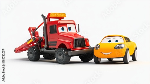 Cartoon tow truck and car