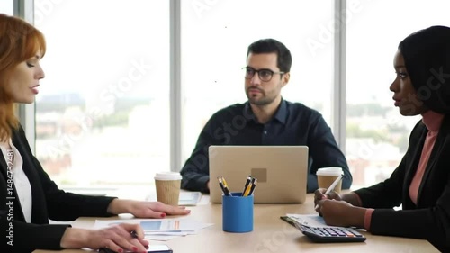 Wallpaper Mural Diverse Business Team Collaborating in Modern Office Meeting Torontodigital.ca