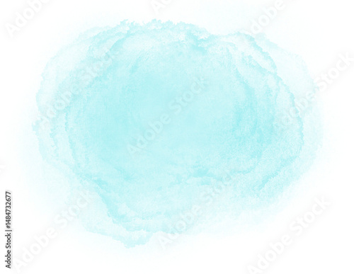 Bright aqua watercolor patch with soft edges. Versatile design element suitable for illustrations, backgrounds, collages, presentations