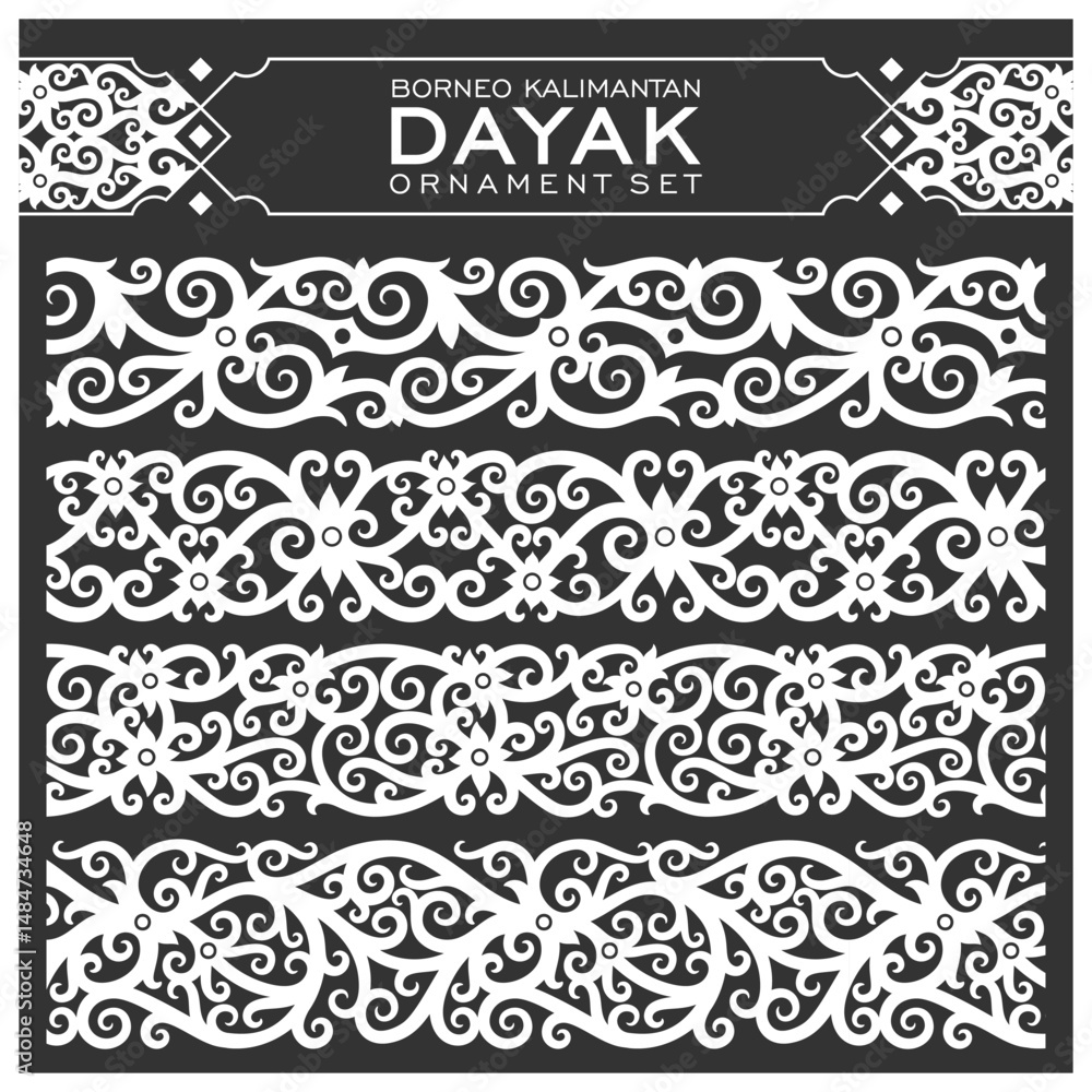 Fototapeta premium borneo kalimantan dayak ornament set
