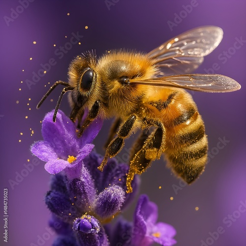 A Bee's Quest on a Sun-Kissed Bloom