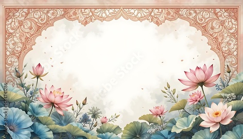 Elegant Lotus Flower Frame with Ornamental Border for Special Occasions